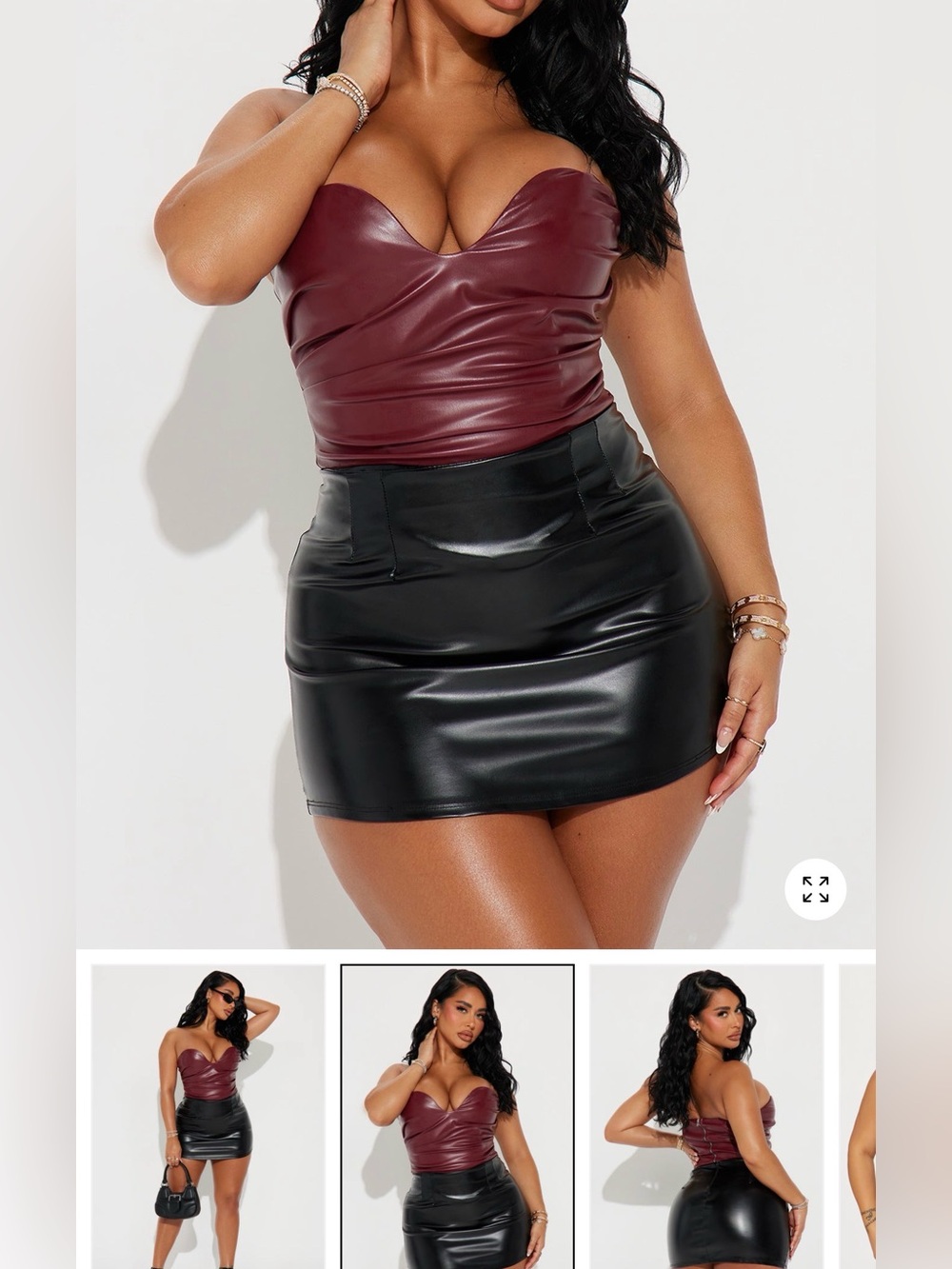 Fashion nova Faux Leather Burgundy bodysuit